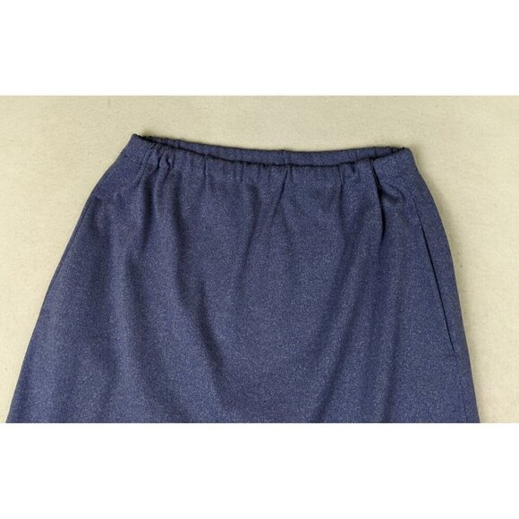 WOMEN'S BLUE ELASTIC WAIST PULL-ON A-LINE MIDI SKIRT - HANDMADE - SIZE L - Picture 3 of 8